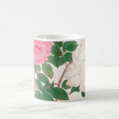 Mug Fleurs de rose rose et blanc avec feuilles vertes (Centre)