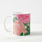 Mug Fleurs de rose rose et blanc avec feuilles vertes (Gauche)