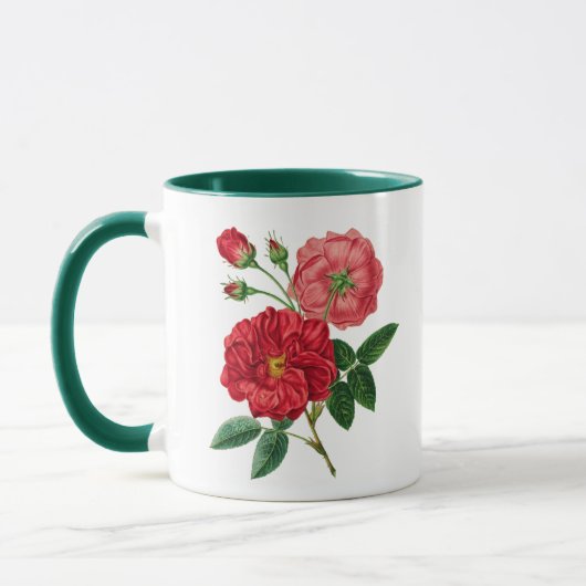 Mug Fleurs de rose, rouge coloré, (Gauche)