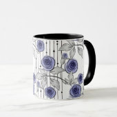 Mug Fleurs de roses modernes abstraites violet gris bl (Devant droit)
