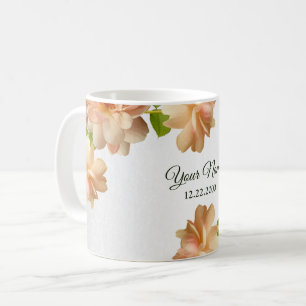 Mug Fleurs de Roses Pêche Glitter Argent Fête de Maria