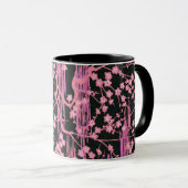 Mug FLEURS DE SAKURA NOIR ROSE Modèle Floral japonais (Devant droit)