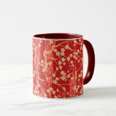 Mug FLEURS DE SAKURA ROUGE Modèle floral japonais anti (Devant droit)