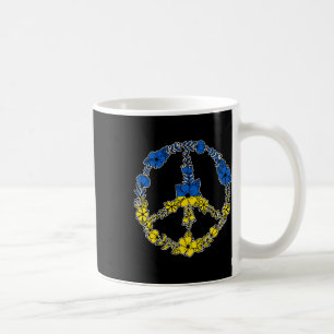 Mug Fleurs de signe de paix en Ukraine en bleu et jaun