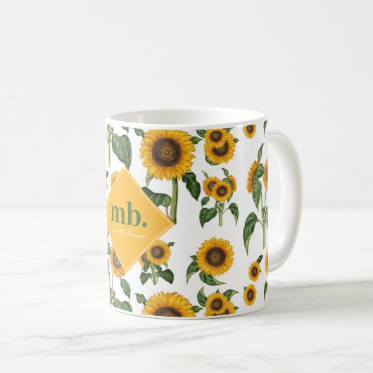 Mug Fleurs de soleil Botanique Foliage Vert (Devant droit)