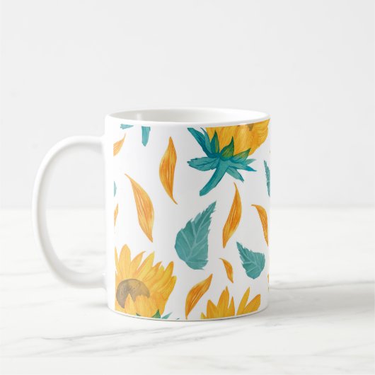 Mug Fleurs de soleil d'aquarelle : Impression botaniqu (Gauche)