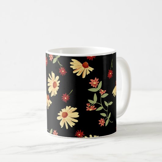 Mug Fleurs de soleil d'automne : Harmonie rouge-orange (Devant droit)