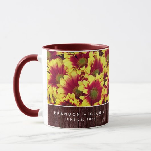 Mug Fleurs de soleil d'automne rustiques sur Mariage d (Gauche)