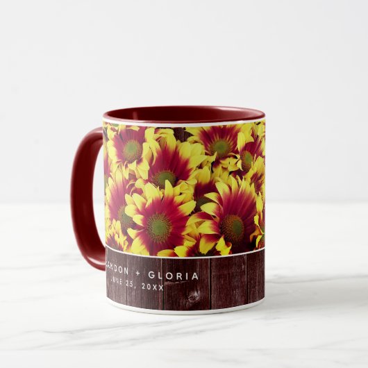 Mug Fleurs de soleil d'automne rustiques sur Mariage d (Devant gauche)
