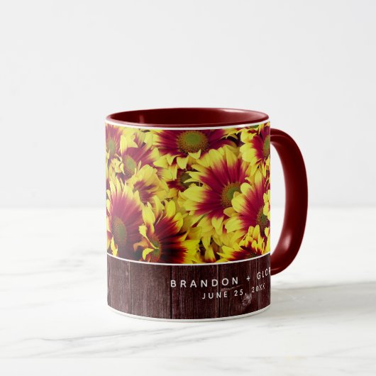 Mug Fleurs de soleil d'automne rustiques sur Mariage d (Devant droit)