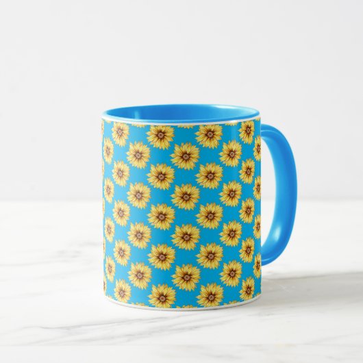 Mug Fleurs de soleil de couleur rustique Motif (Devant droit)