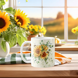 Mug Fleurs de soleil et abeilles