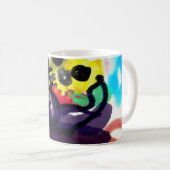 Mug Fleurs de soleil et chat noir (Devant droit)