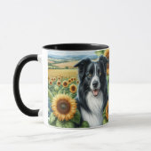 Mug Fleurs de soleil et frontière Collie Amoureux des  (Gauche)