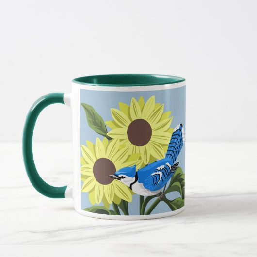 Mug Fleurs de soleil et Jay bleu (Gauche)