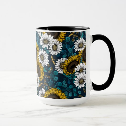 Mug Fleurs de soleil et marguerites, jardin d'été 2 (Droite)