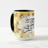 Mug Fleurs de soleil et papillons inspirants (Devant gauche)
