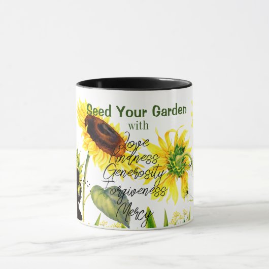 Mug Fleurs de soleil géantes Mots de script Bougie de (Centre)