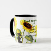 Mug Fleurs de soleil géantes Mots de script Bougie de (Devant gauche)