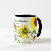 Mug Fleurs de soleil géantes Mots de script Bougie de (Devant droit)