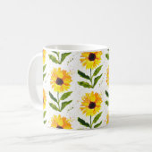 Mug Fleurs de soleil jaunes Brown Rustique Floral aqua (Devant gauche)