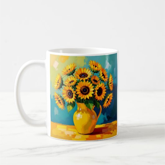 Mug Fleurs de soleil jaunes personnalisées (Gauche)