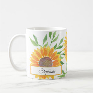 Mug Fleurs de soleil jaunes personnalisées Motif de c