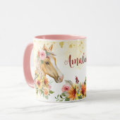 Mug Fleurs de soleil Palomino Horse nom personnalisé t (Devant gauche)
