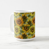 Mug Fleurs de soleil sur Sage Arrière - plan Foliage O (Devant gauche)