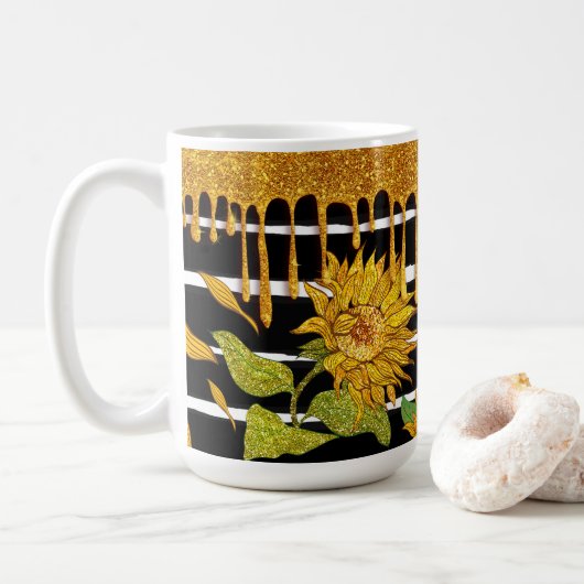 Mug Fleurs de soleil uniques et fantasques (Avec donut)