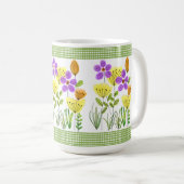 Mug Fleurs de style de ferme avec Gingham vert  (Devant droit)