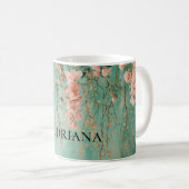 Mug Fleurs de Teinte Romantique Teal pour Mariage (Devant droit)