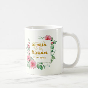 Mug Fleurs de Tropicaux Hibiscus Roses et Vert Luxuria