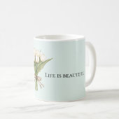 Mug Fleurs de tulipe blanche menthe (Devant droit)