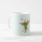 Mug Fleurs de tulipe blanche menthe (Devant gauche)