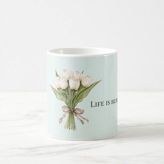 Mug Fleurs de tulipe blanche menthe (Centre)