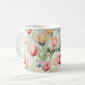 Mug Fleurs de tulipe jaune rouge de ferme (Devant gauche)