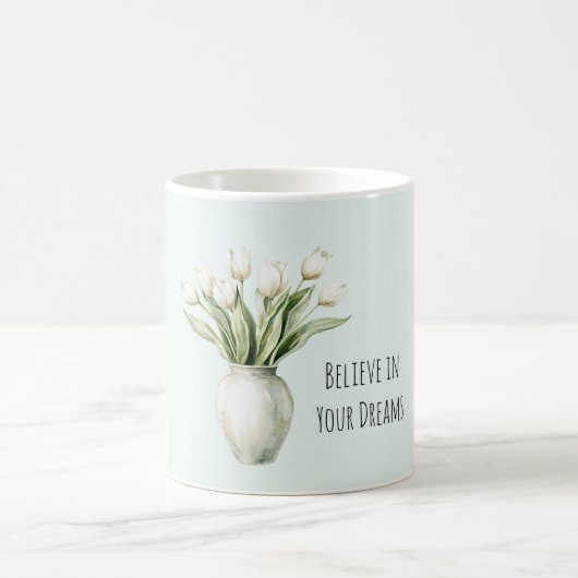 Mug Fleurs de tulipes blanches menthe en vase (Centre)