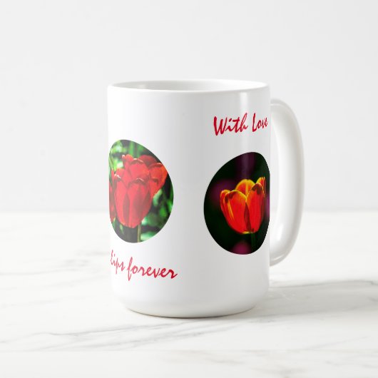 Mug Fleurs de tulipes rouges (Devant droit)