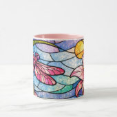 Mug Fleurs de verre teinté de lys et libellules roses (Centre)