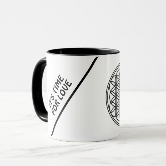 Mug FLEURS DE VIE - Symbole de géométrie sacrée plan 1 (Devant gauche)
