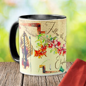 Mug Fleurs De Violon Boho Collage Avec Affirmation