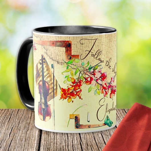 Mug Fleurs De Violon Boho Collage Avec Affirmation