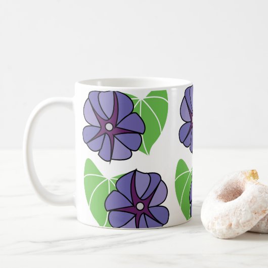 Mug Fleurs de Volubilis Bleu Floral (Avec donut)