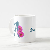 Mug Fleurs de Zinnia Monogramme Initiale A Personnalis (Devant gauche)