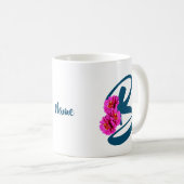 Mug Fleurs de Zinnia Monogramme Initiale B Personnalis (Devant droit)