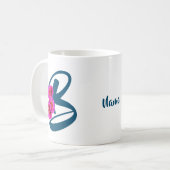 Mug Fleurs de Zinnia Monogramme Initiale B Personnalis (Devant gauche)