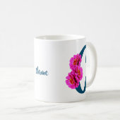 Mug Fleurs de Zinnia Monogramme Initiale C Personnalis (Devant droit)
