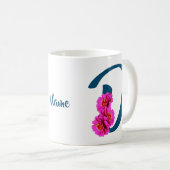 Mug Fleurs de Zinnia Monogramme Initiale D Personnalis (Devant droit)