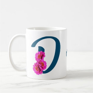 Mug Fleurs de Zinnia Monogramme Initiale D Personnalis